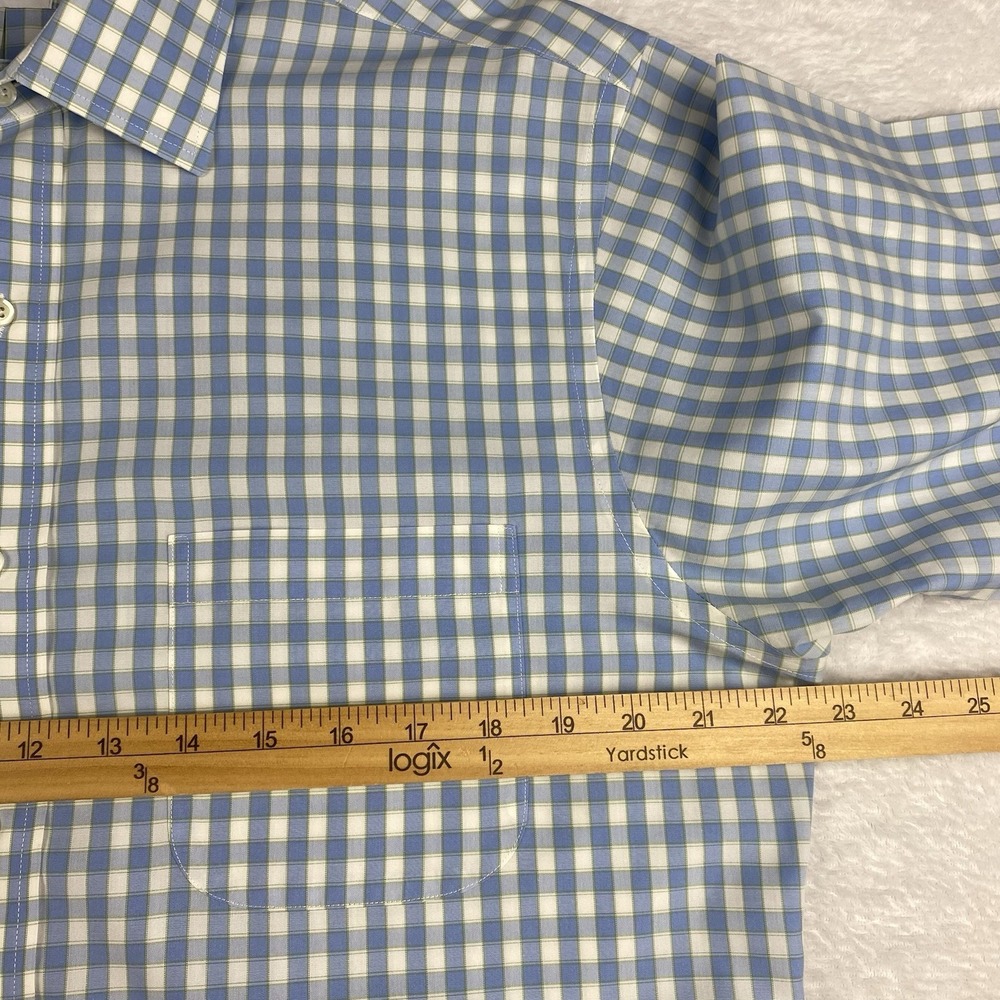 Brooks Brothers Dress Shirt Men's 16-33 Blue/White/Green Check Classic No Iron - Picture 8 of 10